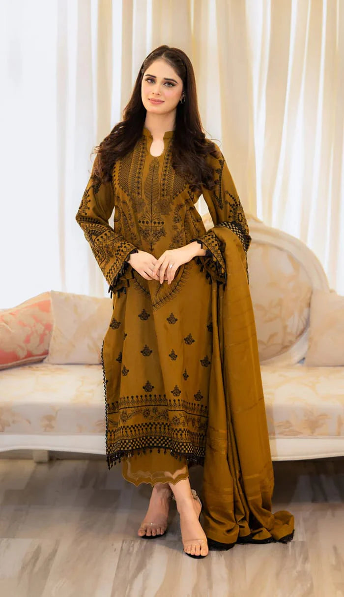 Heavy Embroidered Dhanak Suit (Embroidered Dhanak Shawl)